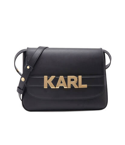 Кожаная сумка через плечо k/letters flap Karl Lagerfeld - черный(236W3091)