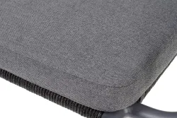 "Нуар" стул плетеный из роупа, каркас алюминий темно-серый (RAL7024) муар, роуп темно-серый круглый, ткань темно-серая 027