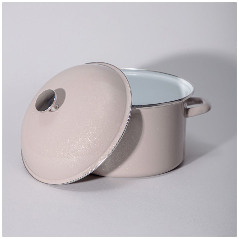 КАСТРЮЛЯ AGNESS ЭМАЛИРОВАННАЯ С ЭМАЛ.КРЫШКОЙ СЕРИЯ "CHARM" 3,5 Л, 22*12,5 СМ