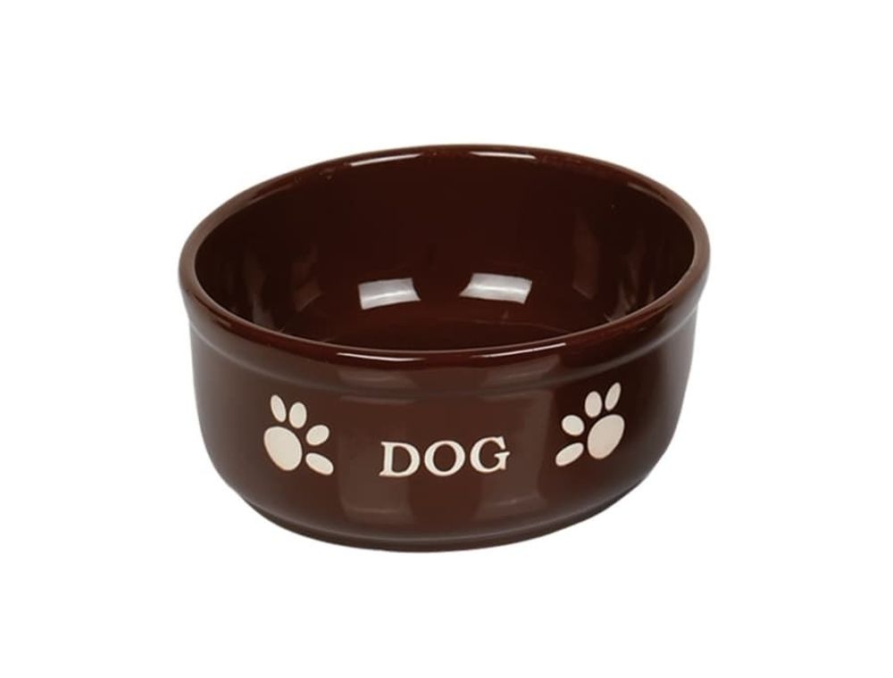 Миска 15,5X6,5см 0,46л керамика коричневая с рисун. DOG