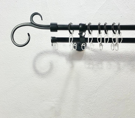 Карниз металлический Руно двухрядный d16 мм со второй направляющей, цвет черный