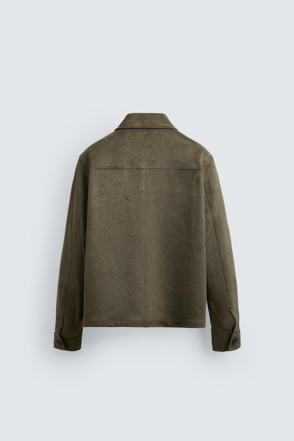 ZARA КУРТКА-РУБАШКА ИЗ ИСКУССТВЕННОЙ ЗАМШИ, ОЛИВКОВЫЙ