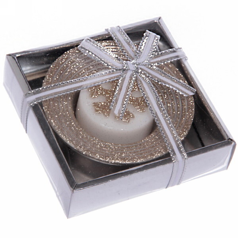 Свеча новогодняя «Снежинка» 10,5*10,5*3 см, шампань