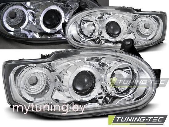 Передние фары Ford Escort 7 angel eyes chrome