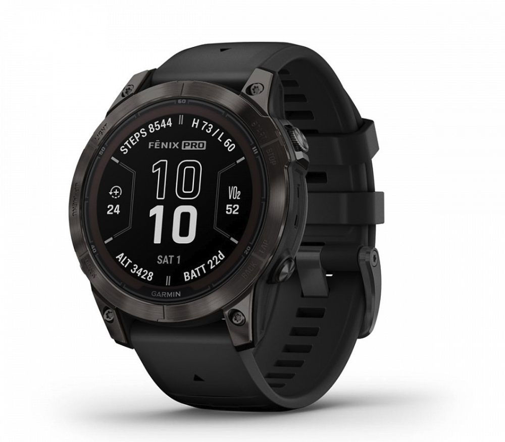 Смарт-часы Garmin Fenix 7 PRO Sapphire Solar титановый угольно-серый DLC с черным ремешком (010-02777-11)