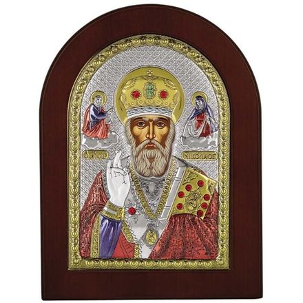 Николай Чудотворец (Угодник). Икона в серебряном окладе.