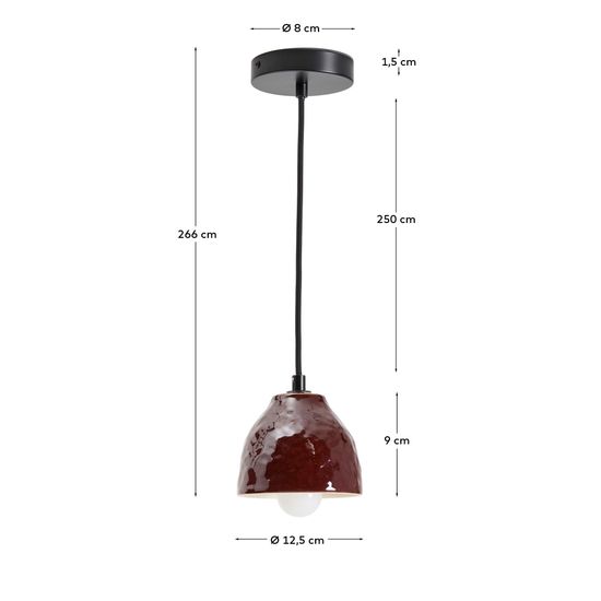 Подвесной светильник Drava из керамики бордового цвета