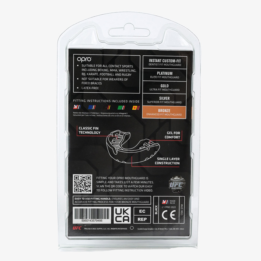 Детская боксерская капа Opro Bronze Level UFC Black