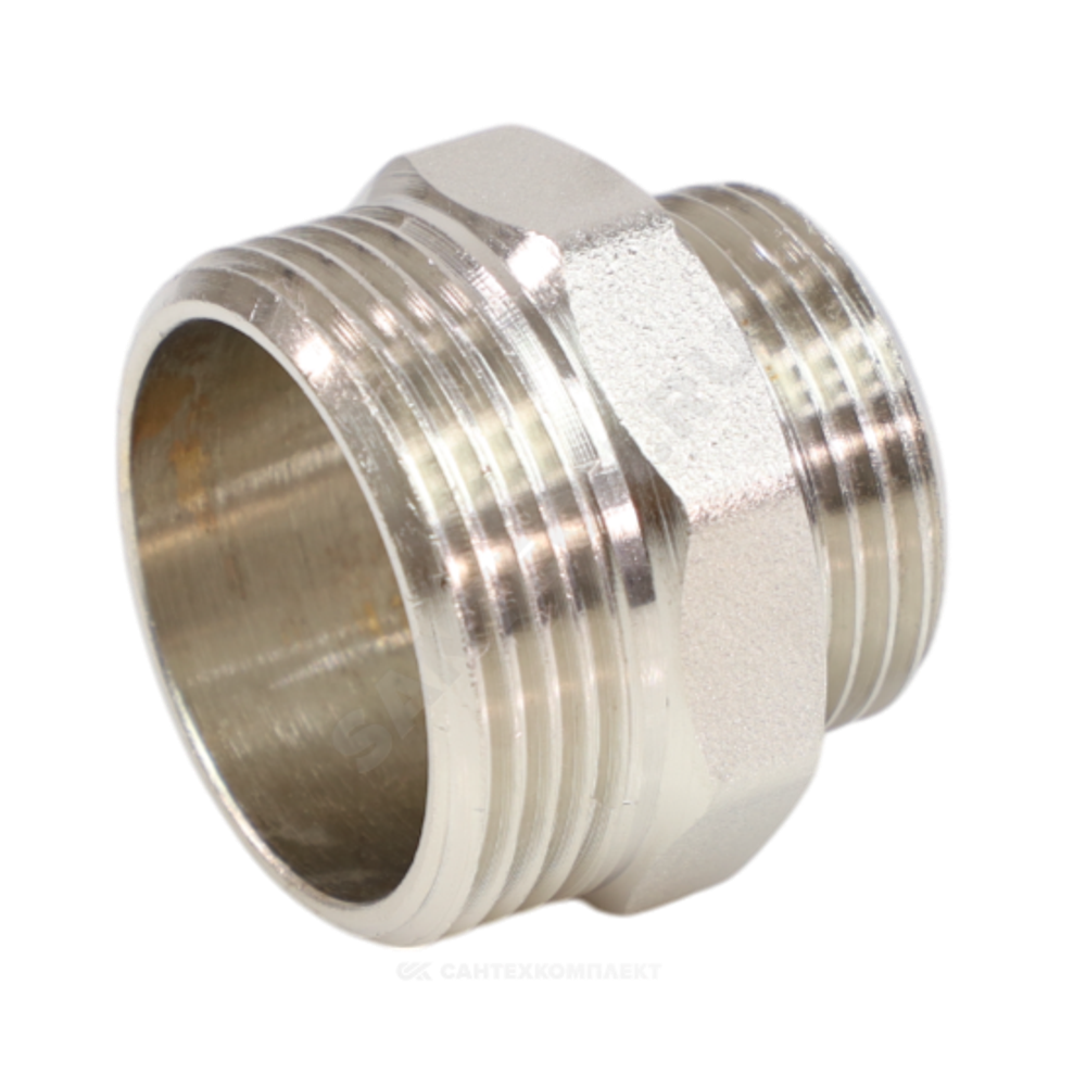 Ниппель латунь никель переходной Ду 40х15 (1 1/2"х1/2") НР VALFEX VF.580.N.112.012