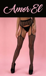 Эффектные чулки с поясом (Размер: S-M-L) (Цвет: черный)