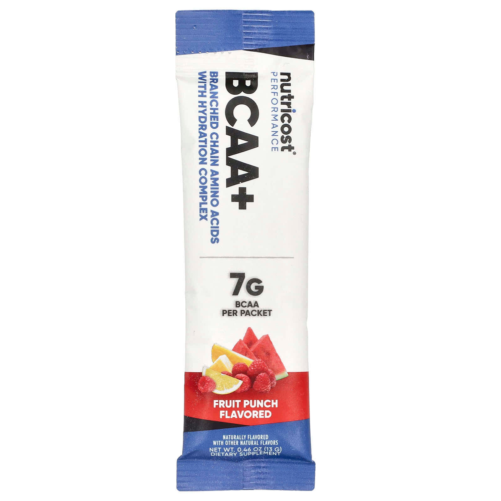 Nutricost, Performance, BCAA +, фруктовый пунш, 20 пакетиков по 13 г (0,5 унции)