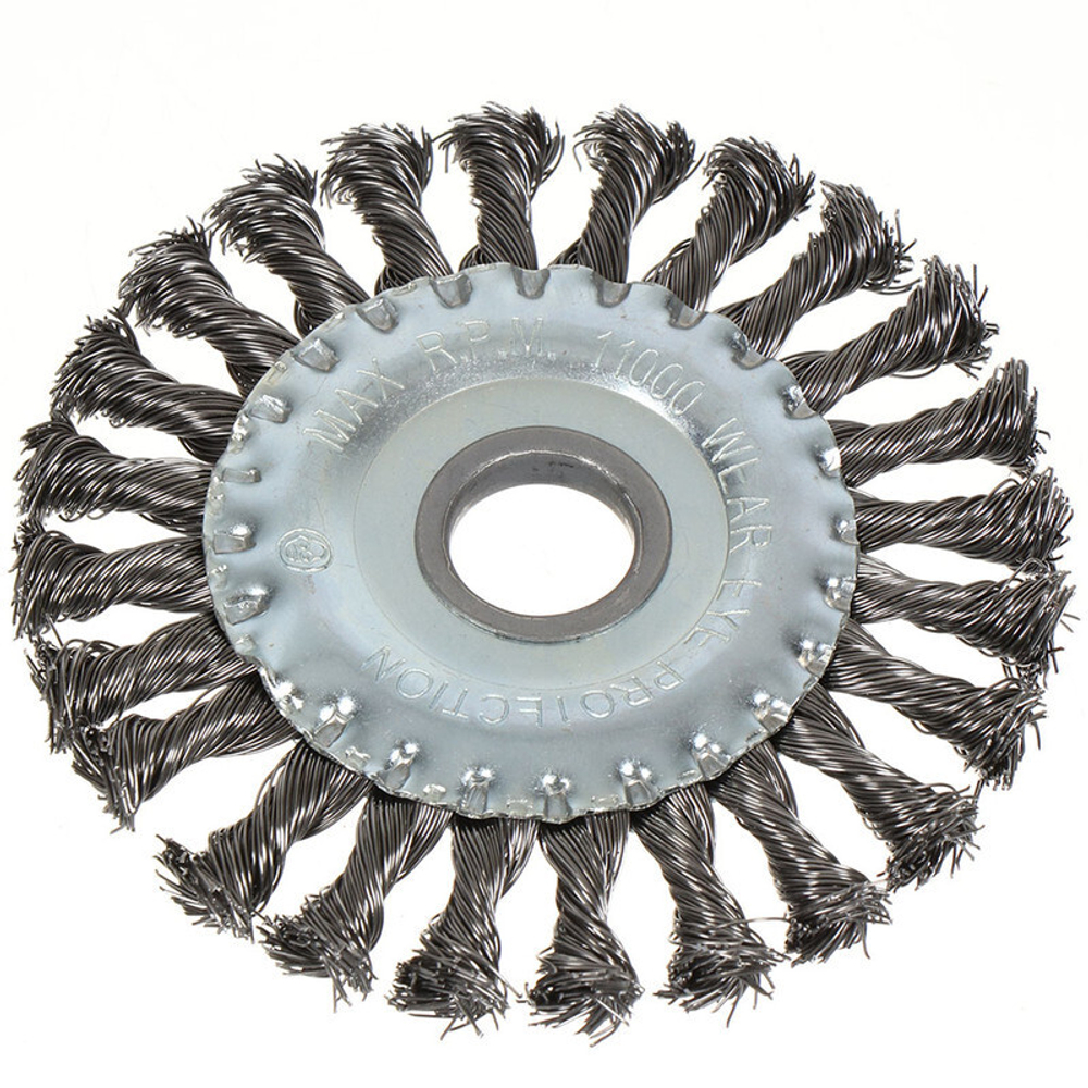 Щетка для УШМ Bartex, 125 мм, плоская, крученая проволока 0.5 мм, d22.2 мм, замятие упаковки, шт