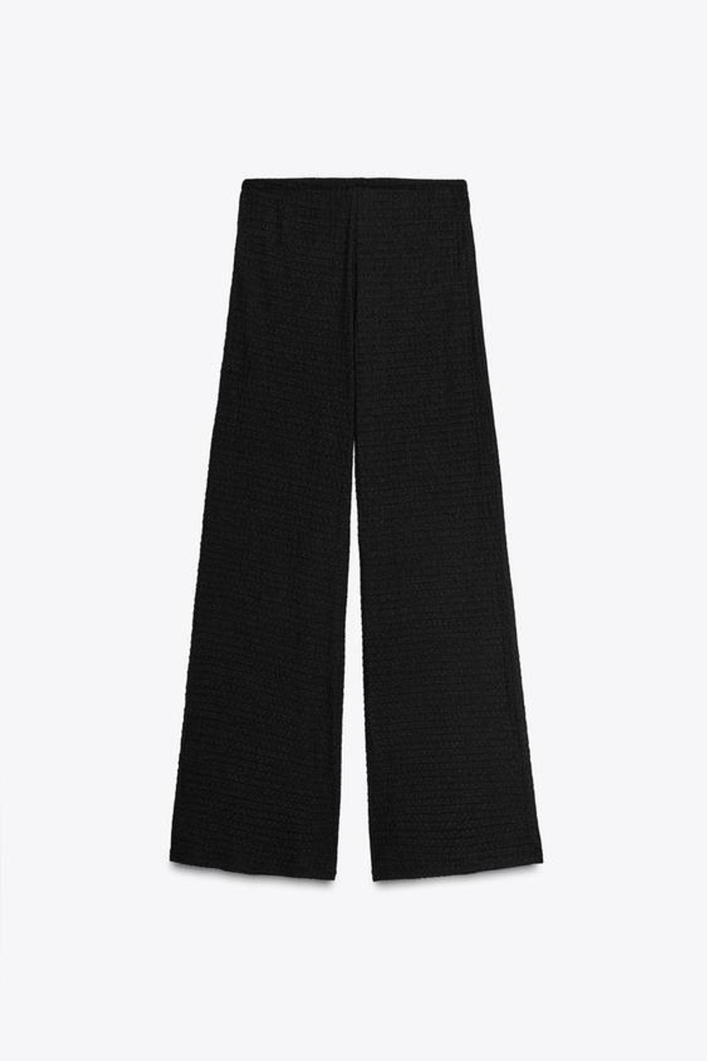 ZARA БРЮКИ ПРЯМОГО КРОЯ ИЗ РЕЛЬЕФНОЙ ТКАНИ, ЧЕРНЫЙ