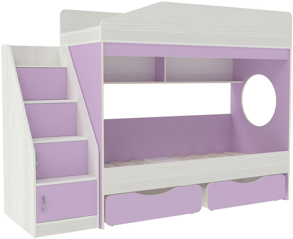 Двухъярусная кровать КарИВи Легенда 10.3 Белое Дерево Ирис