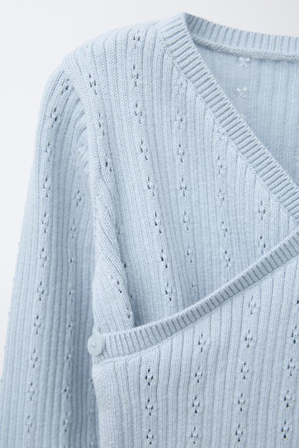 ZARA КАРДИГАН АЖУРНОЙ ВЯЗКИ, ГОЛУБОЙ