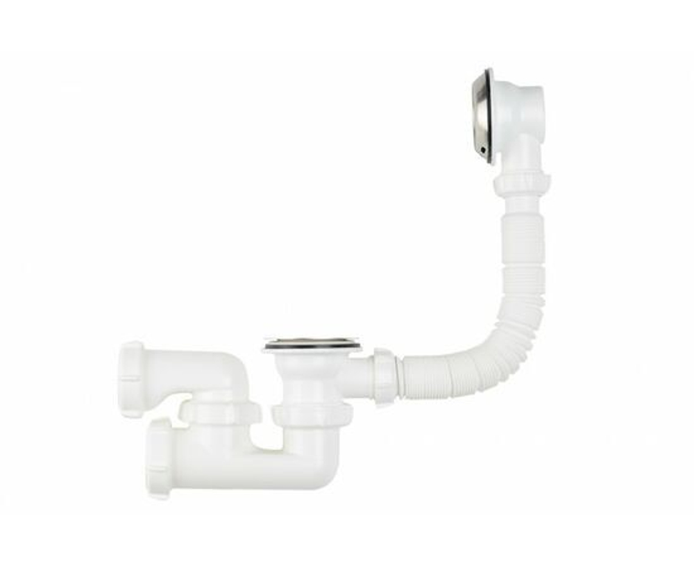 Сифон для ванны Aquant регулируемый, 1 1/2х40 дюймов, с выпуском и переливом с металлической решеткой (E210-V210)