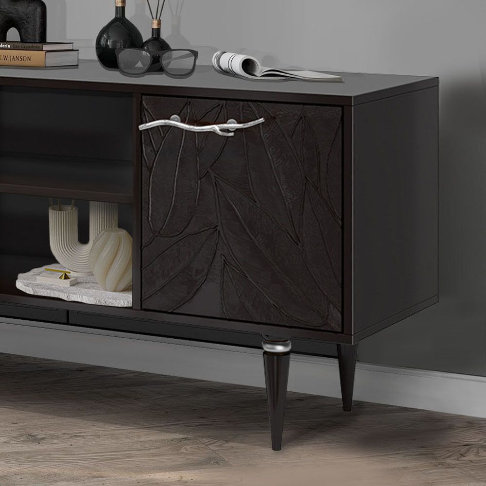 Тумба под ТВ Арт Колор leaves 155см Классик Сильвер Терпкий коричневый