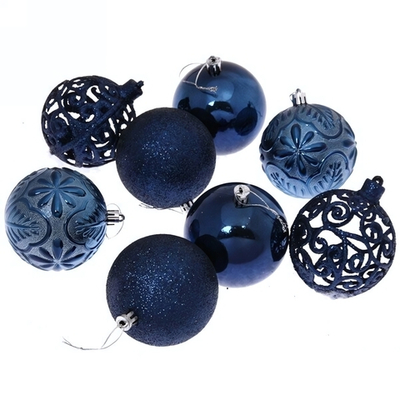Новогодние шары 8 см (набор 24 шт) «Фактурный микс», сапфир