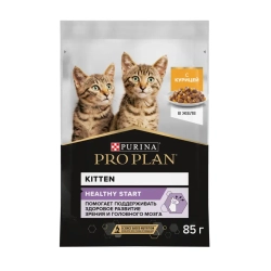 Pro plan 85 г пауч влажный  корм для котят, кусочки с курицей в желе