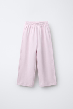 ZARA БРЮКИ WIDE LEG ИЗ ИНТЕРЛОКА, РОЗОВЫЙ