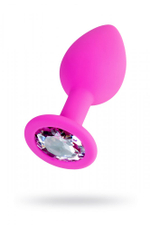Анальная втулка ToDo by Toyfa розовая с прозрачным кристаллом 7 см