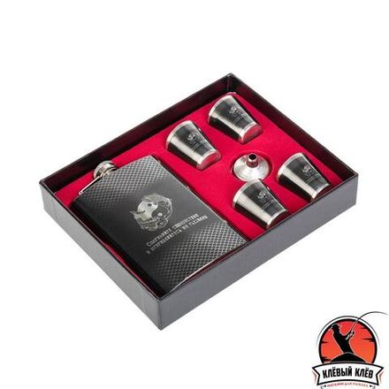 Набор Сохраняйте спокойствие (фляжка 270 мл + 4 стопки+воронка) (HS-2021-A2) Helios