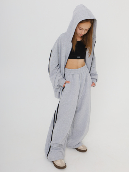 Брюки с лампасом, меланж