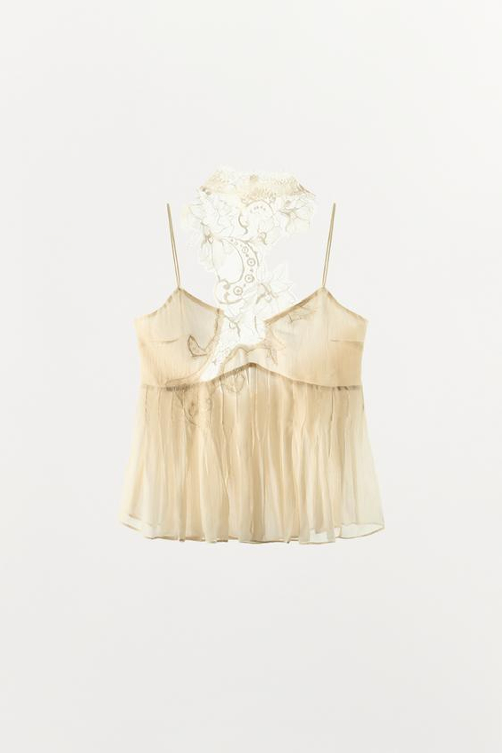 ZARA ТОП С ГОРЛОВИНОЙ ХАЛТЕР И ГОДЕ, ЭКРЮ