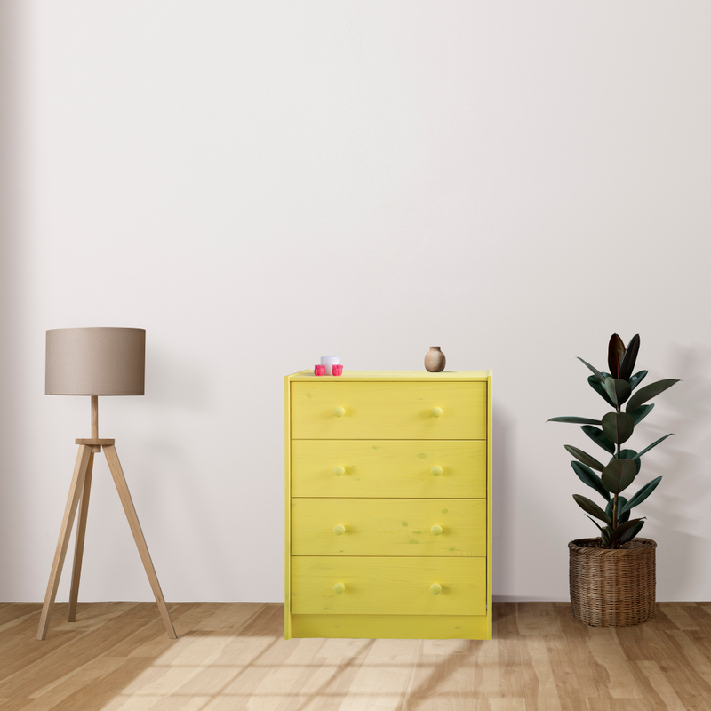 Желтый Комод 4 ящика Икеа Раст из сосны