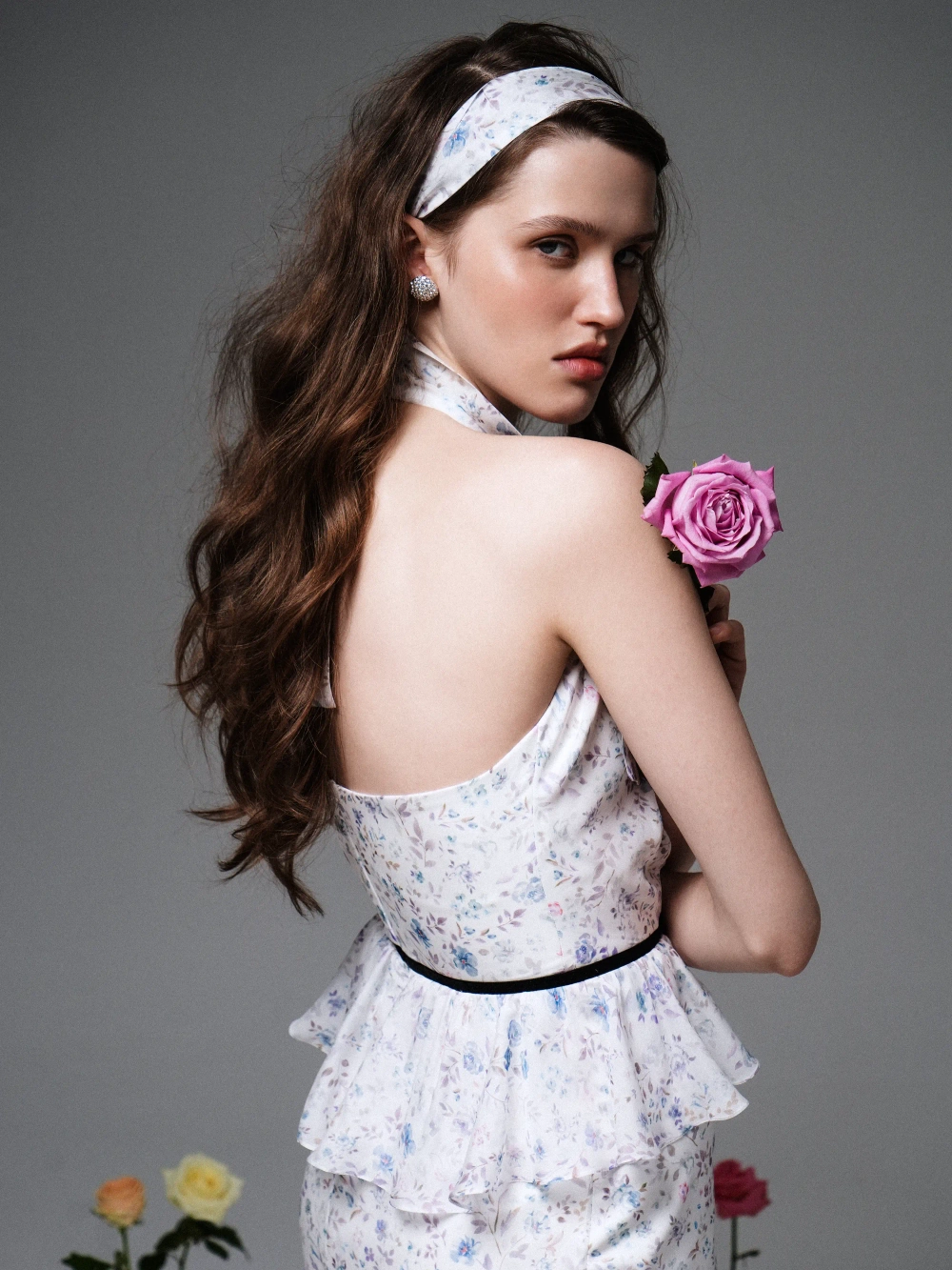 Луана (Luana), лента из молочного шифона с цветочным принтом