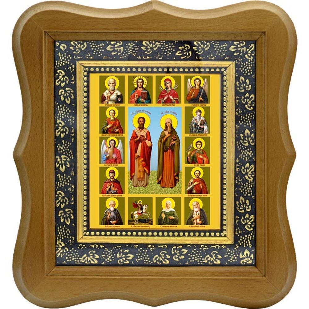 Киприан и Иустина со Святыми. Икона на холсте.