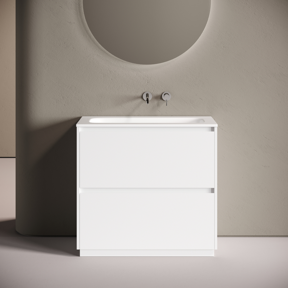 Тумба напольная Sancos Libra Floor с двумя ящиками 890х450х840, белый глянец, LB90FW