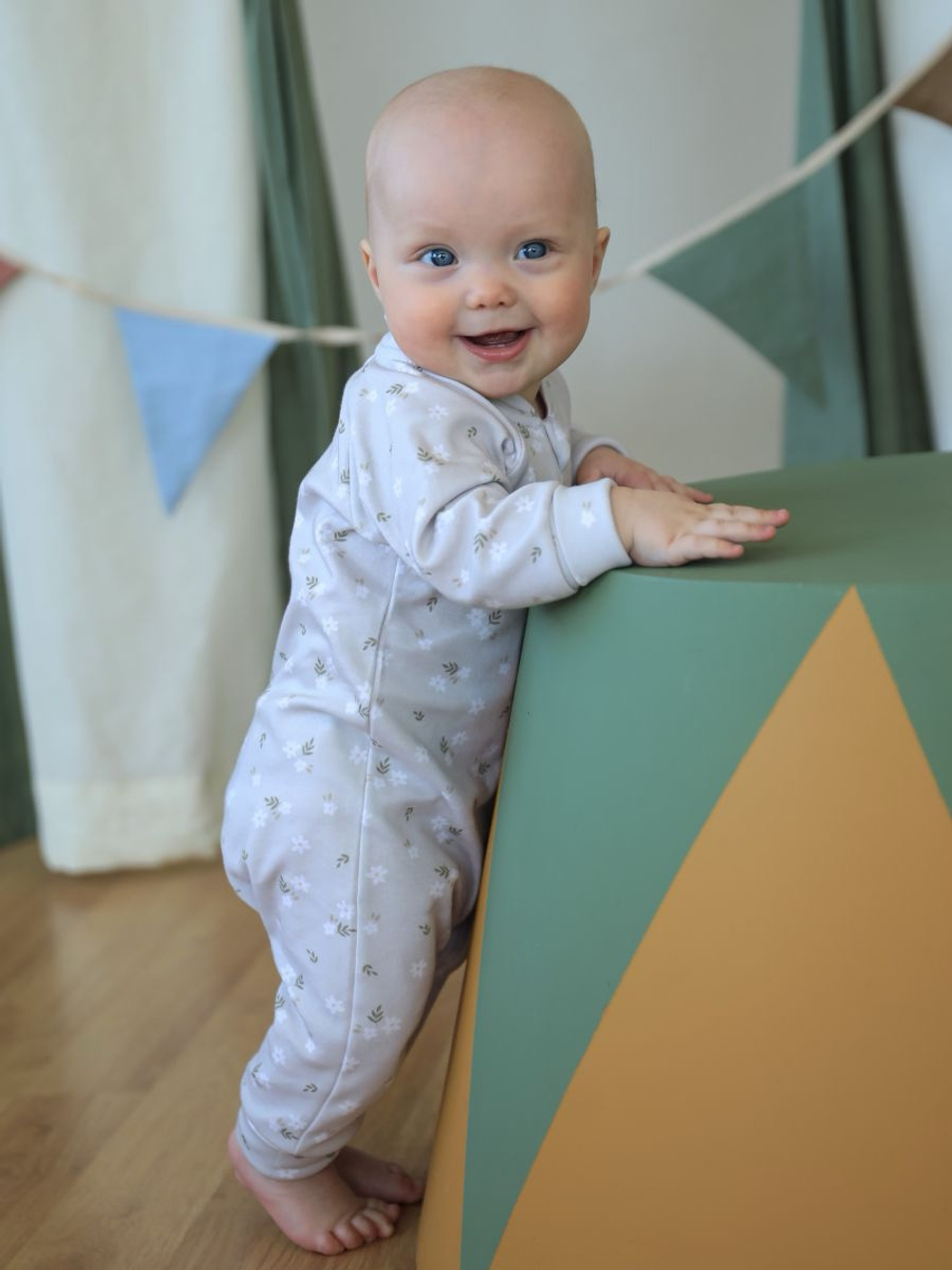 Комбинезон растущий "Цветы на бежевом", Белый