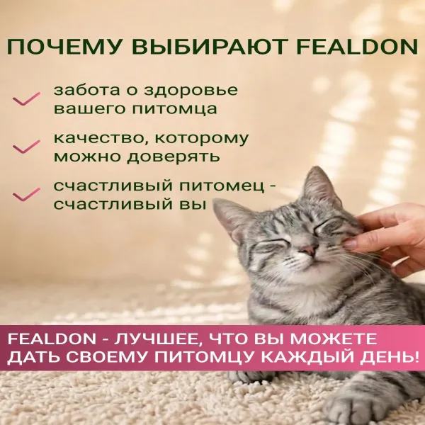 Сухой корм Fealdon для взрослых кошек всех пород c индейкой
