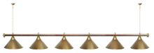 Лампа STARTBILLIARDS 6 пл. (плафоны зеленые матовые,штанга медь,фурнитура золото)