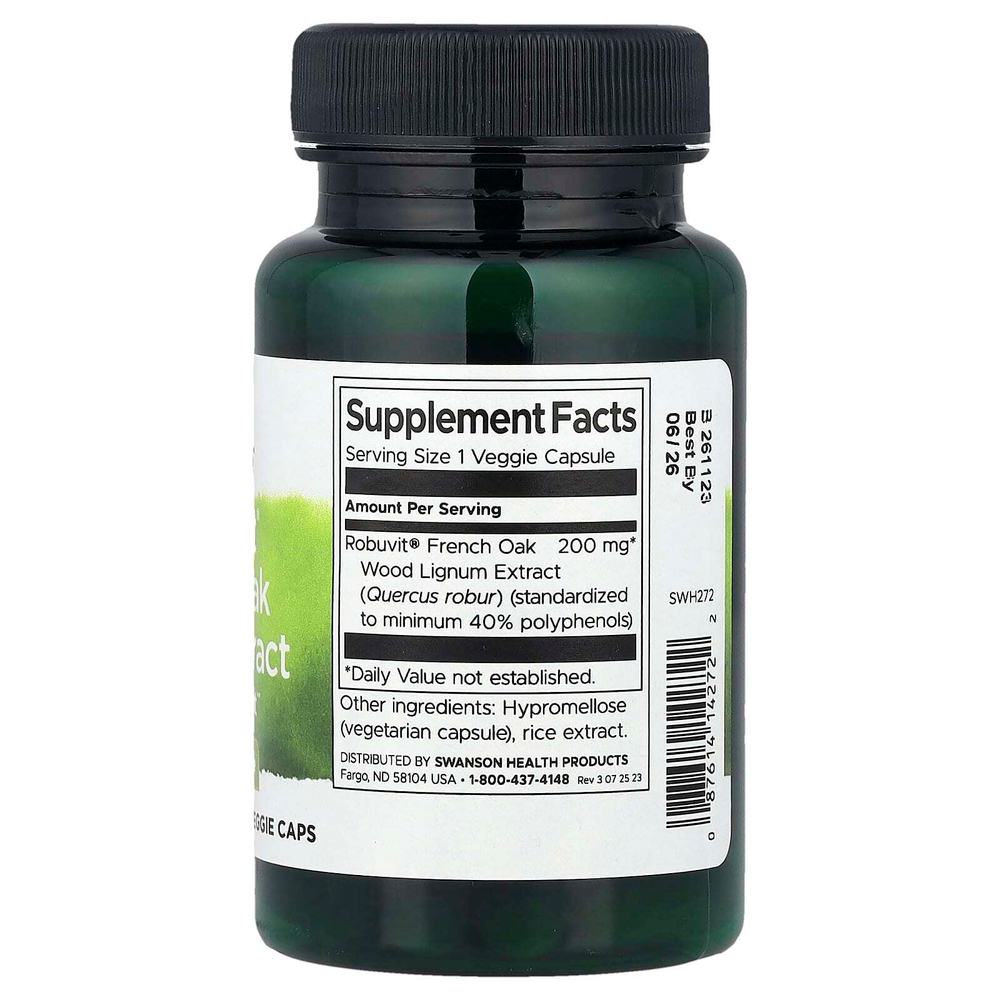 Swanson, экстракт древесины французского дуба Robuvit®, 200 мг, 30 растительных капсул