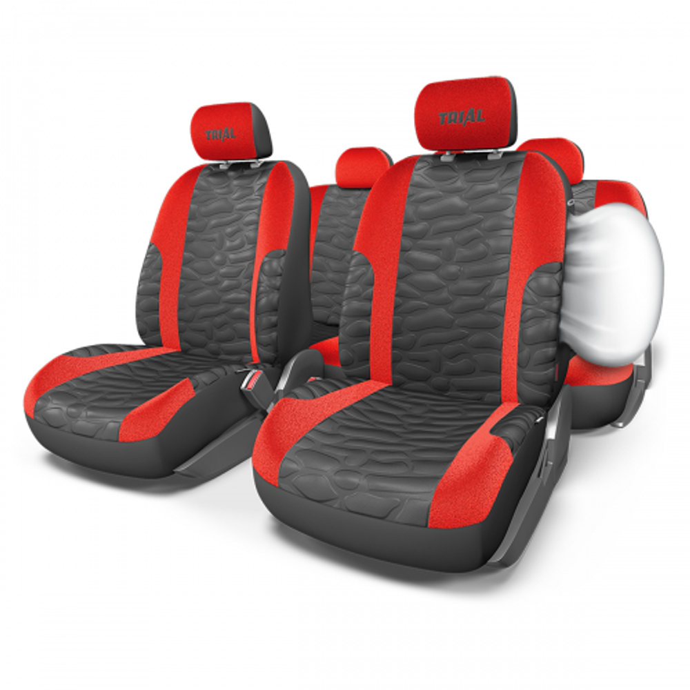 Авточехлы AUTOPROFI TRIAL черный/краснйы размер М