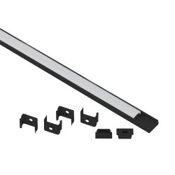 Комплект с накладным анодированным профилем ЭРА 1506B 15х6мм, 2м, черный САВ262