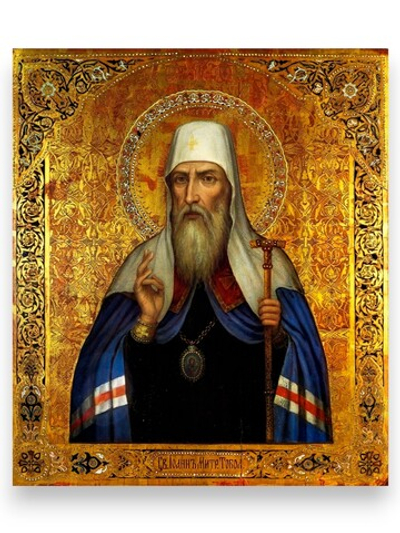 Иоанн святитель Тобольский (Максимович). Деревянная икона на левкасе