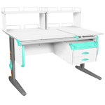 Растущая парта СУТ 25 с задними полками СУТ.15.240 и навесной тумбой (1200×880 мм)