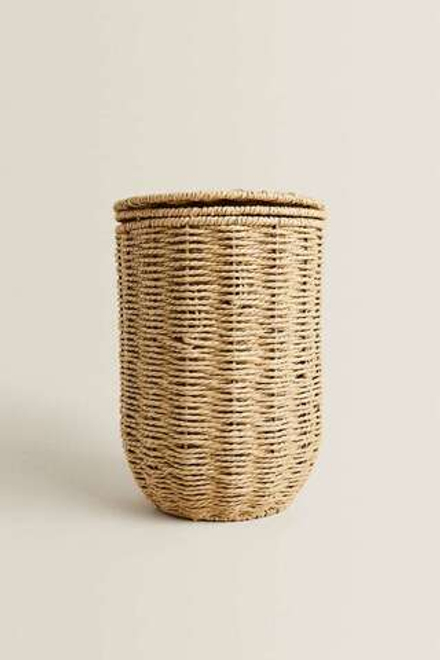 ZARA HOME КОРЗИНА ДЛЯ БУМАГ СО СЪЕМНОЙ КРЫШКОЙ, СВЕТЛО-БЕЖЕВЫЙ