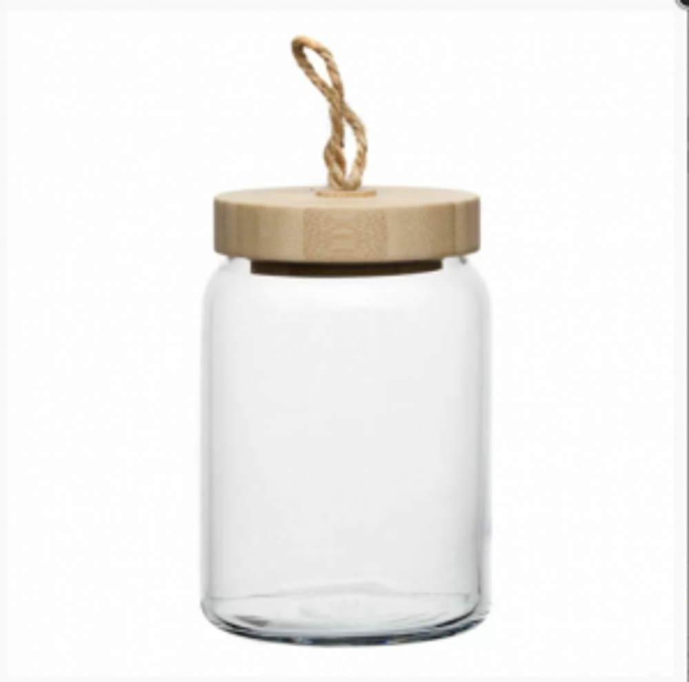 Банка с крышкой «Вуди»стекло,дерево; 0,86л; D=9,H=15см (81269183)