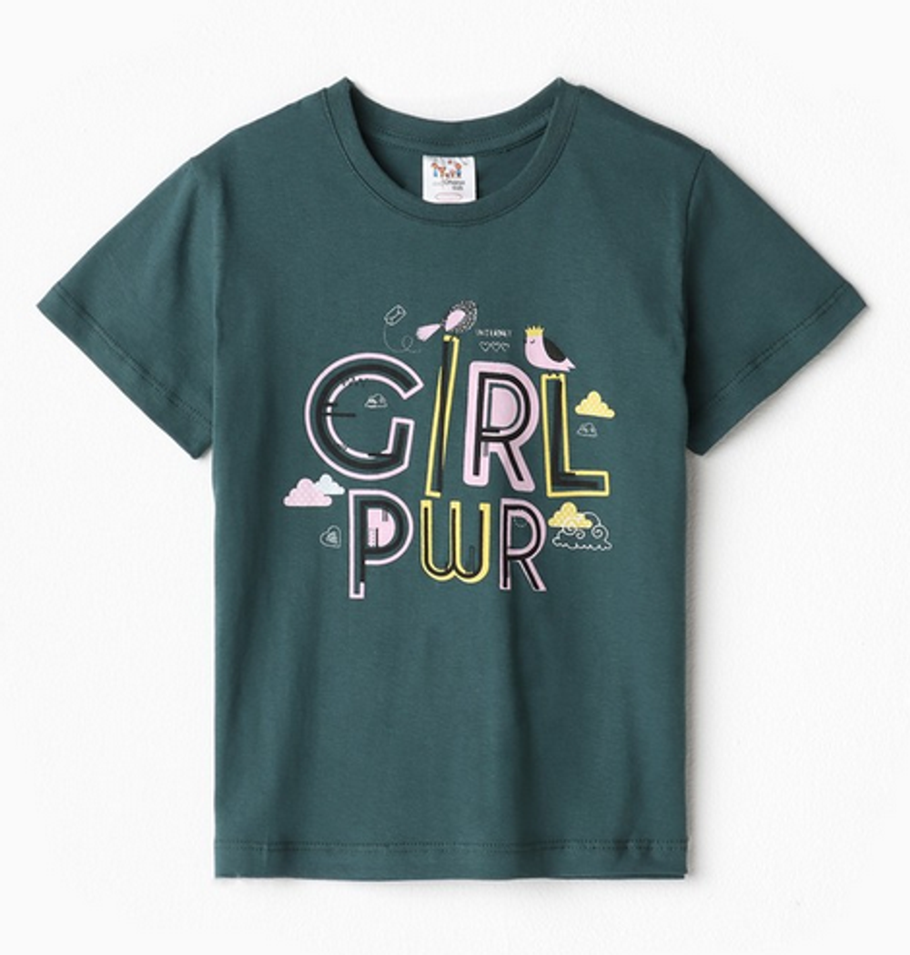 Футболка для девочек А.ФДП-006, зеленый, р. 134см 9758717, 1 шт.