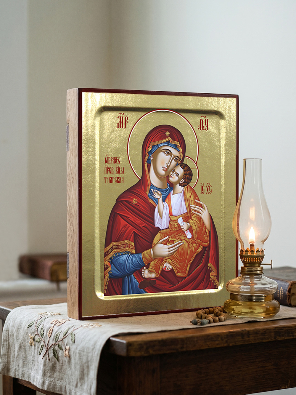 Икона Пресвятой Богородицы, Толгская на дереве: 125 х 160 (Синопсисъ)