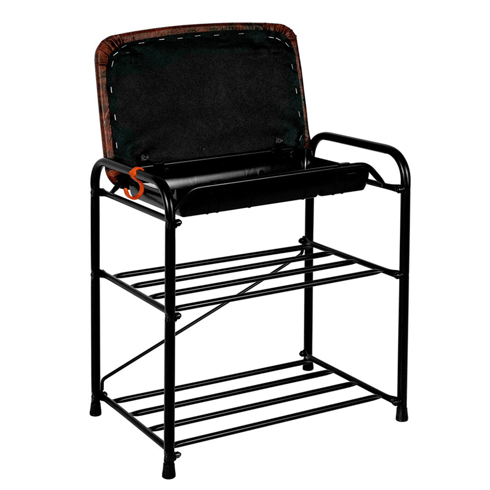 Подставка для обуви "Альфа 13" с сиденьем и ящиком, черная