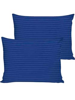 Постельное белье сатин-страйп Milky Garden "Dark blue" семейное Наволочка 50х70 см 2 шт Простынь на резинке 160x200 см Пододеяльник 145x215 см 2шт