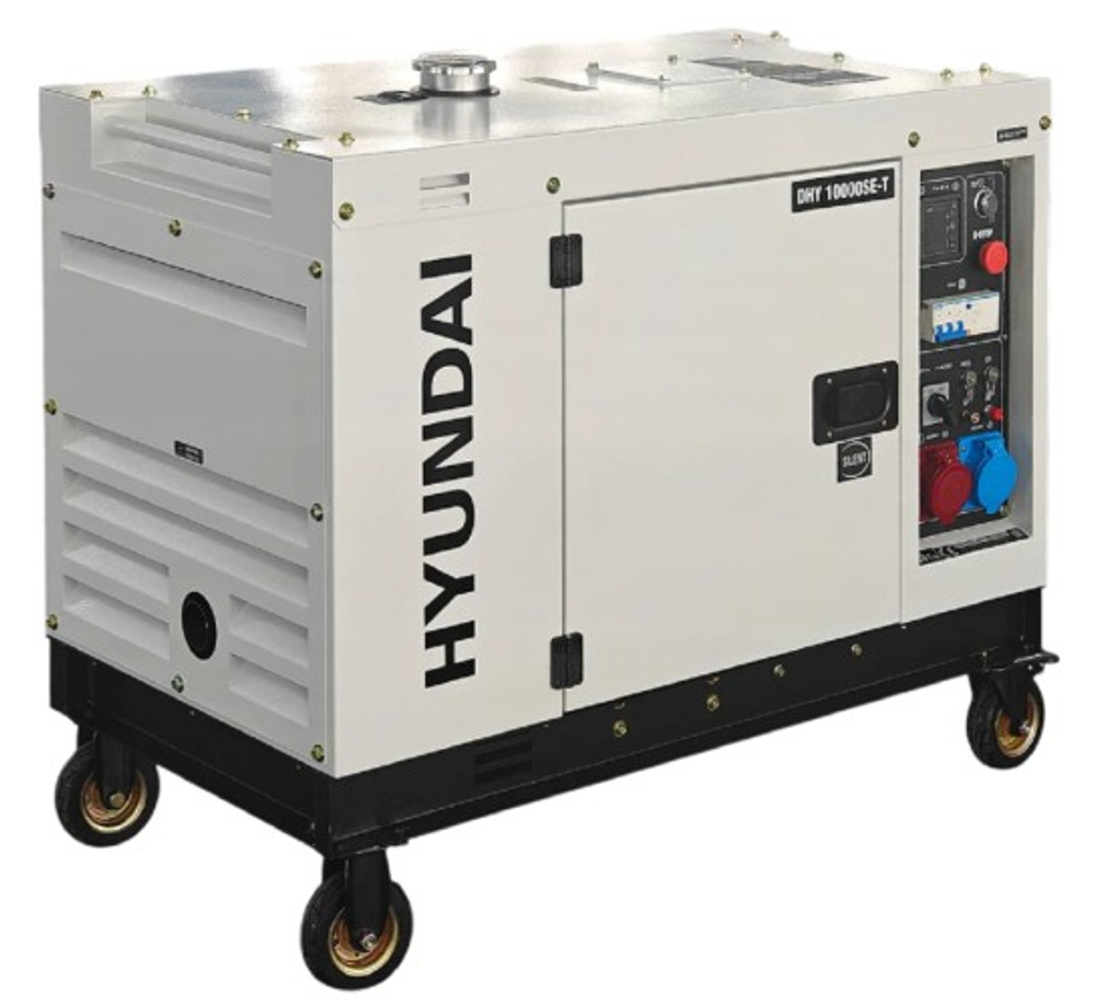 Электростанция дизельная с воздушным охлаждением HYUNDAI DHY 10000SE-T в кожухе
