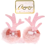 Зажим карнавальный для волос 2шт. «Бантик - Рожки олененка» 8 см, Розовый