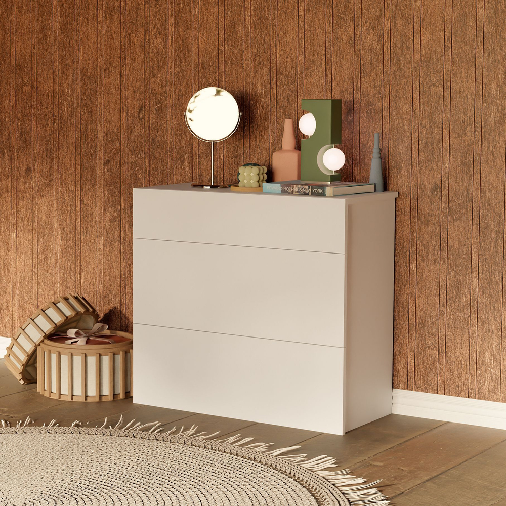 Комод Оланд без ручек белый 3 ящика для вещей и одежды с органайзерами для ящиков