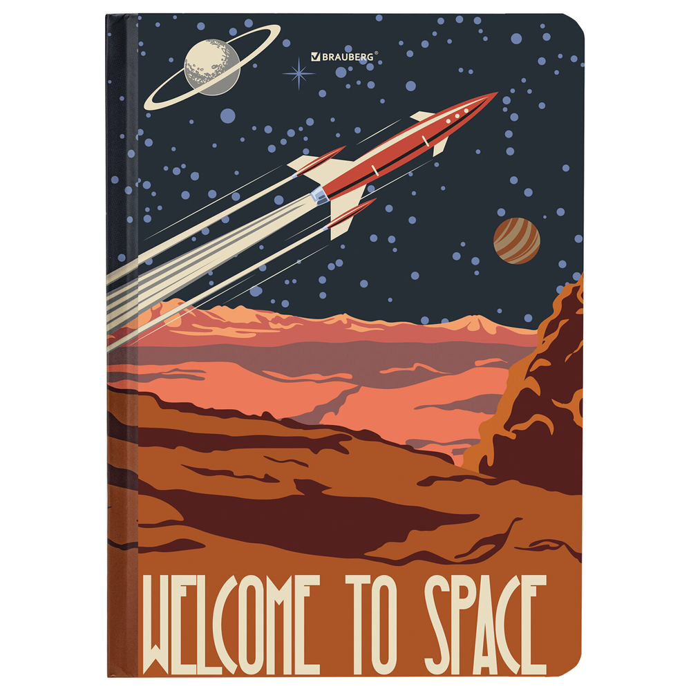Блокнот с резинкой в клетку 96 л. А5 (145х203 мм) твердая обложка BRAUBERG "SpaceX" (4 штуки в упаковке)
